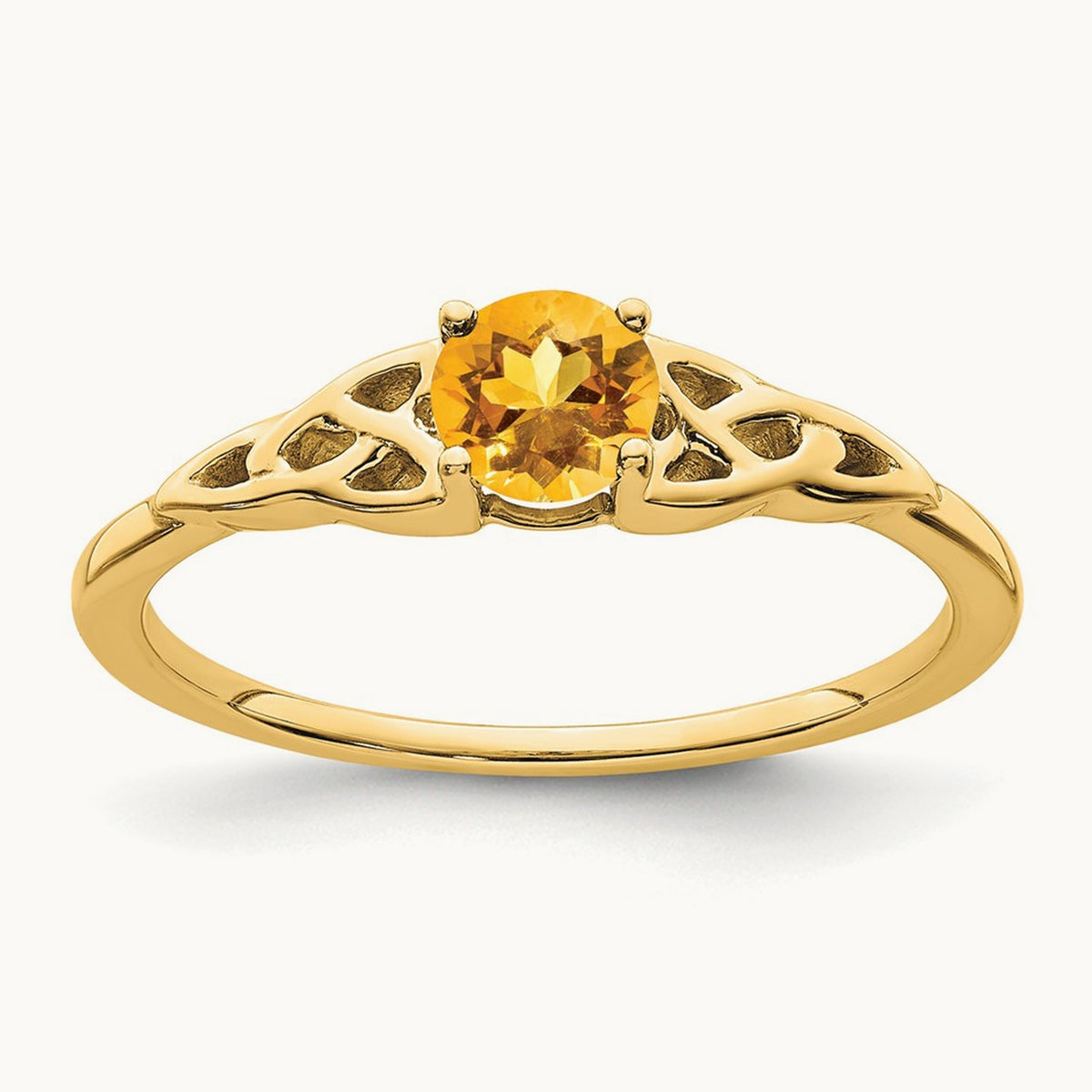 Citrine Celtic Knot Ring — 14K Yellow Gold, 7