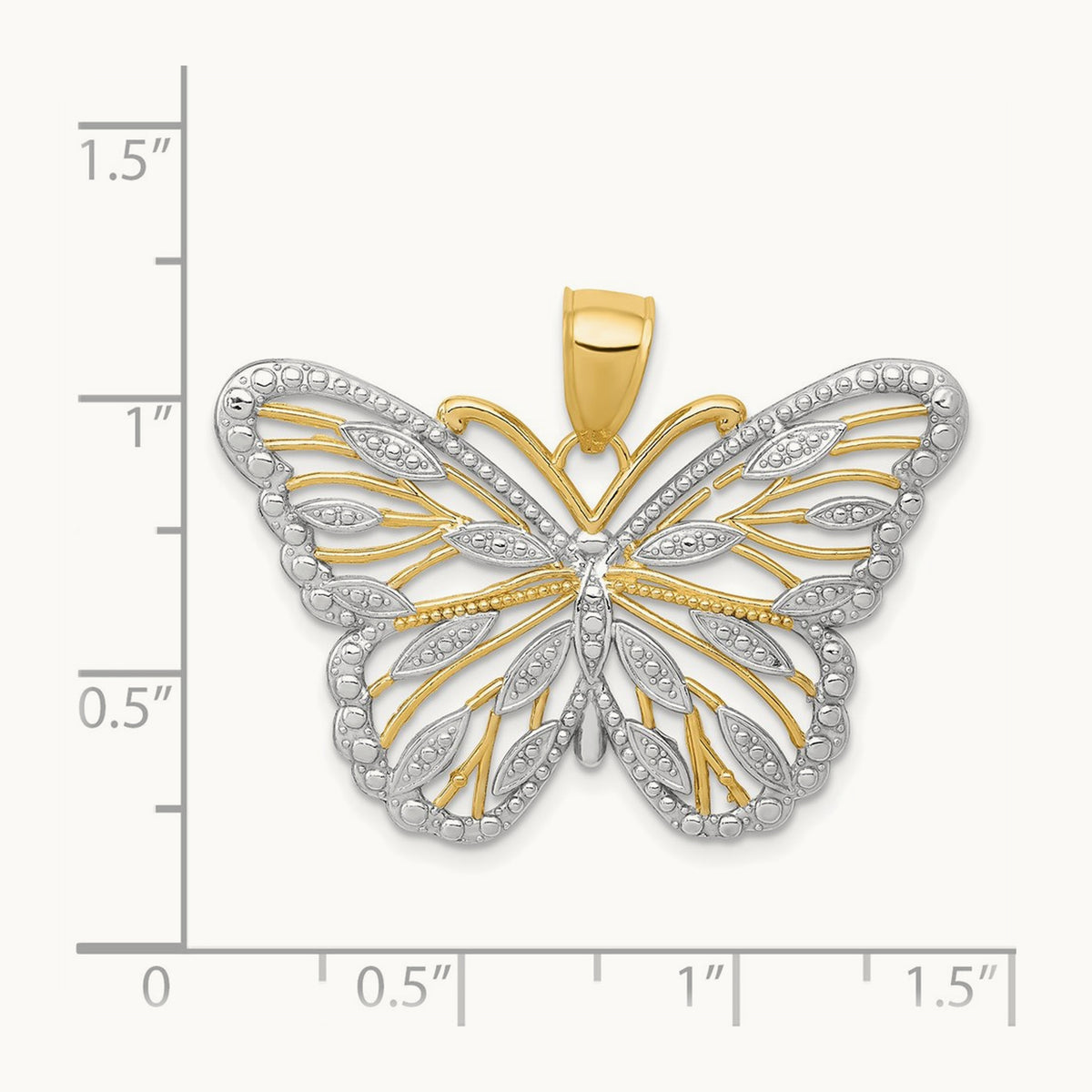 Butterfly Pendant, 14K with Rhodium