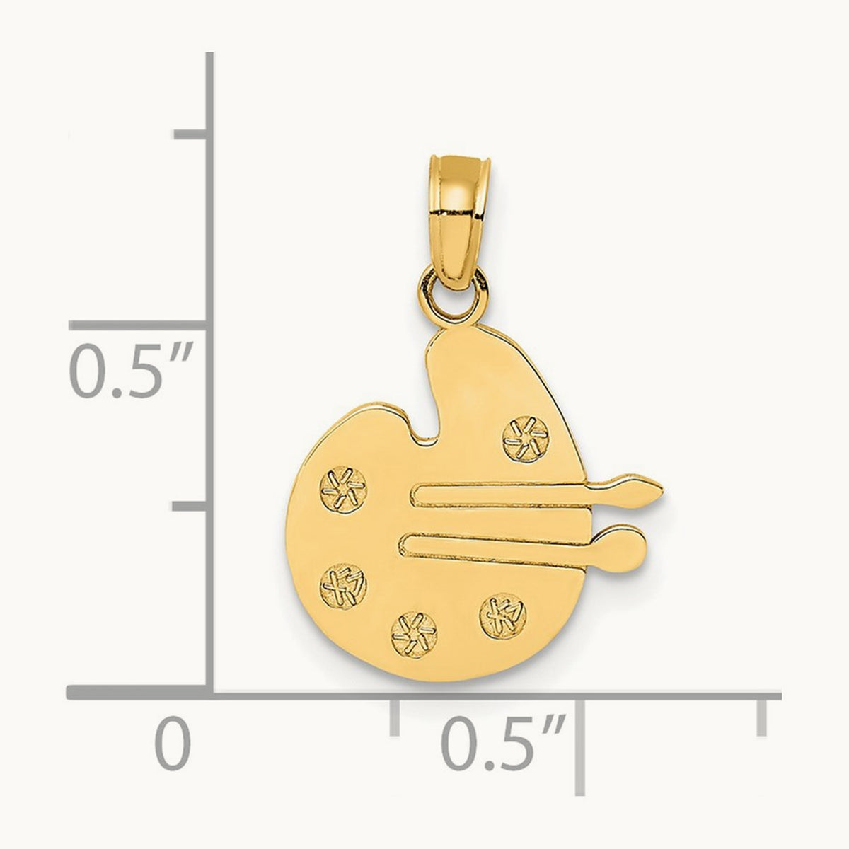 Paint Pallet and Brushes Charm, 14K