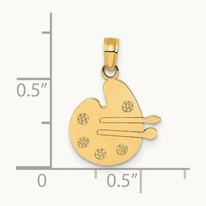 Paint Pallet and Brushes Charm, 14K