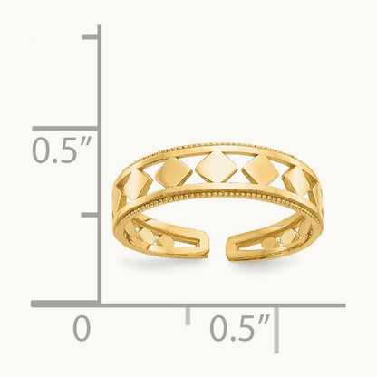 Diamond Shapes Toe Ring, 14K