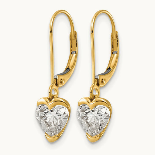 Heart Leverback Earrings, 2.00 ct tw Lab-Grown Diamond