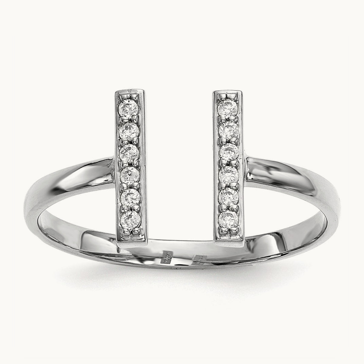 Diamond Double Bar Ring, 14K White Gold