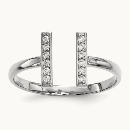 Diamond Double Bar Ring, 14K White Gold