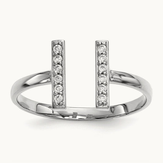 Diamond Double Bar Ring, 14K White Gold