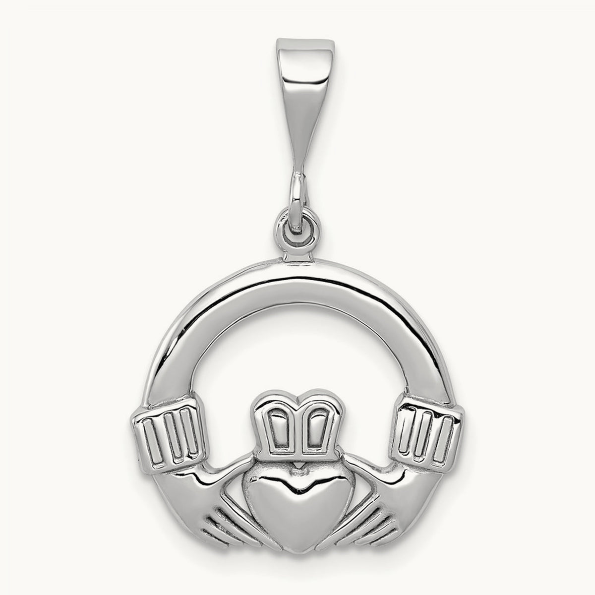 Claddagh Charm, 14K White Gold