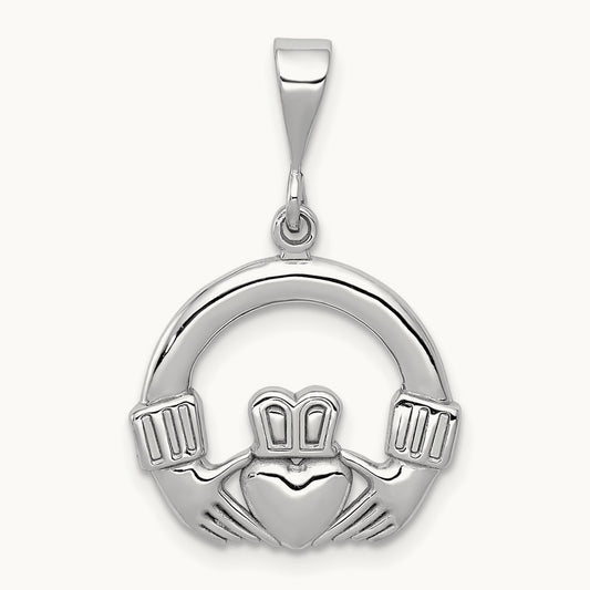 Claddagh Charm, 14K White Gold