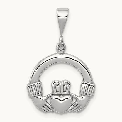 Claddagh Charm, 14K White Gold