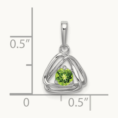 Peridot Triangle Pendant, 14K White Gold