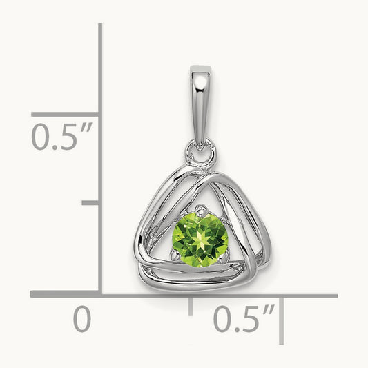 Peridot Triangle Pendant, 14K White Gold