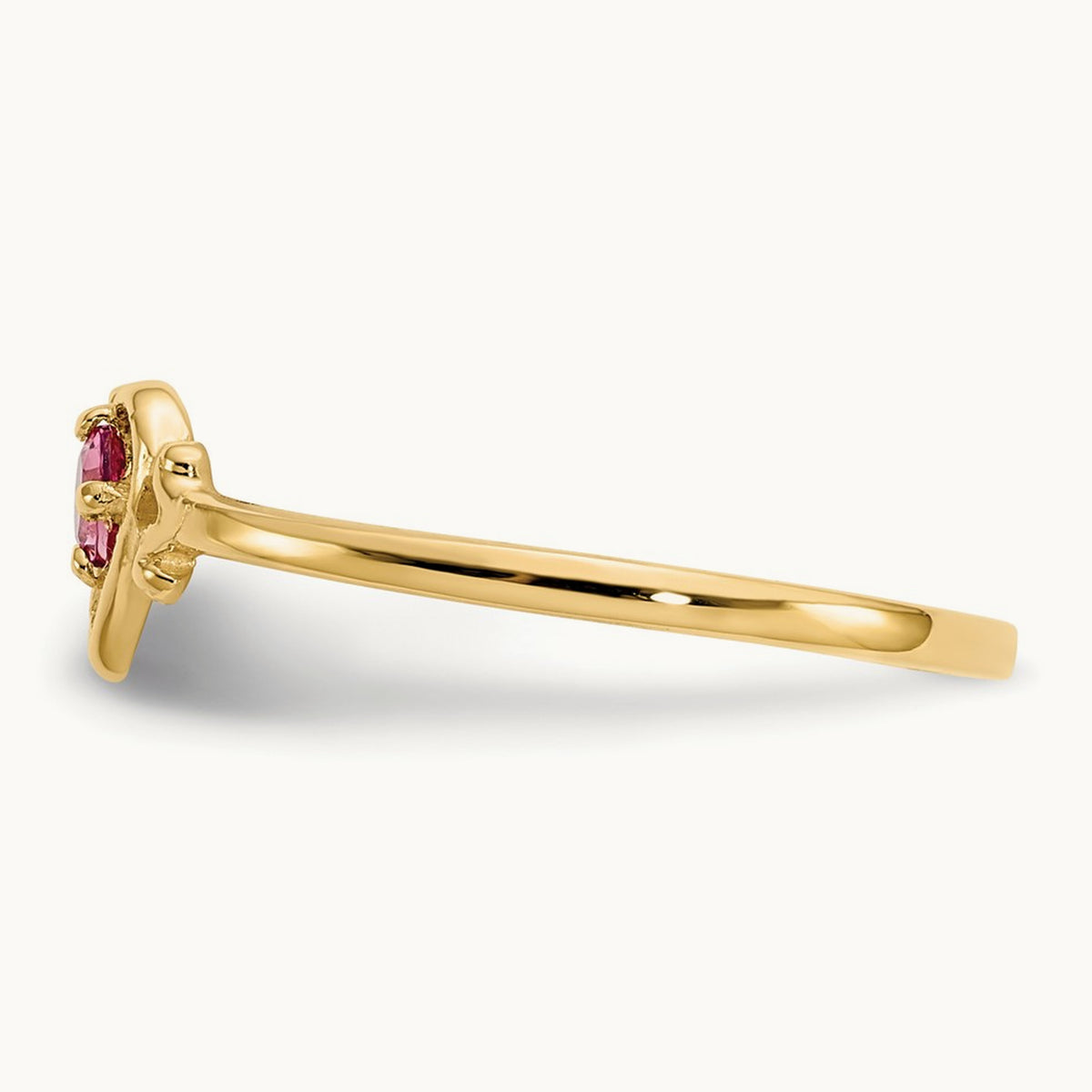 Tourmaline Birthstone Heart Ring — 14K Yellow Gold, 7