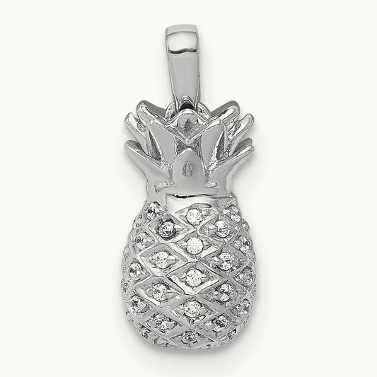 Diamond Pineapple Pendant, 14K White Gold