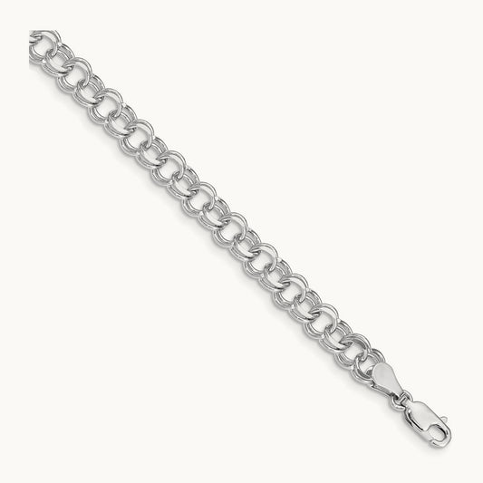 Double Link Charm Bracelet, 14K White Gold