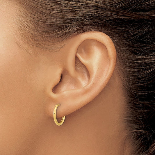 Polished Hinged Hoop Earrings — 14K Yellow Gold
