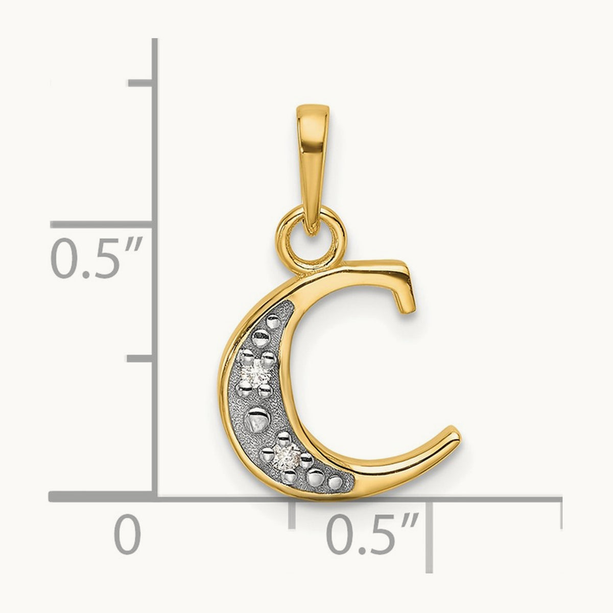 Diamond Letter C Initial Pendant, 14K with Rhodium