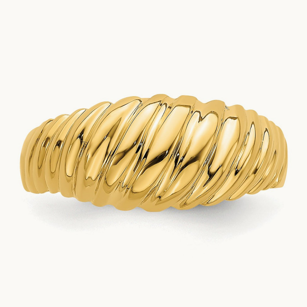 Polished Shrimp Dome Ring, 14K