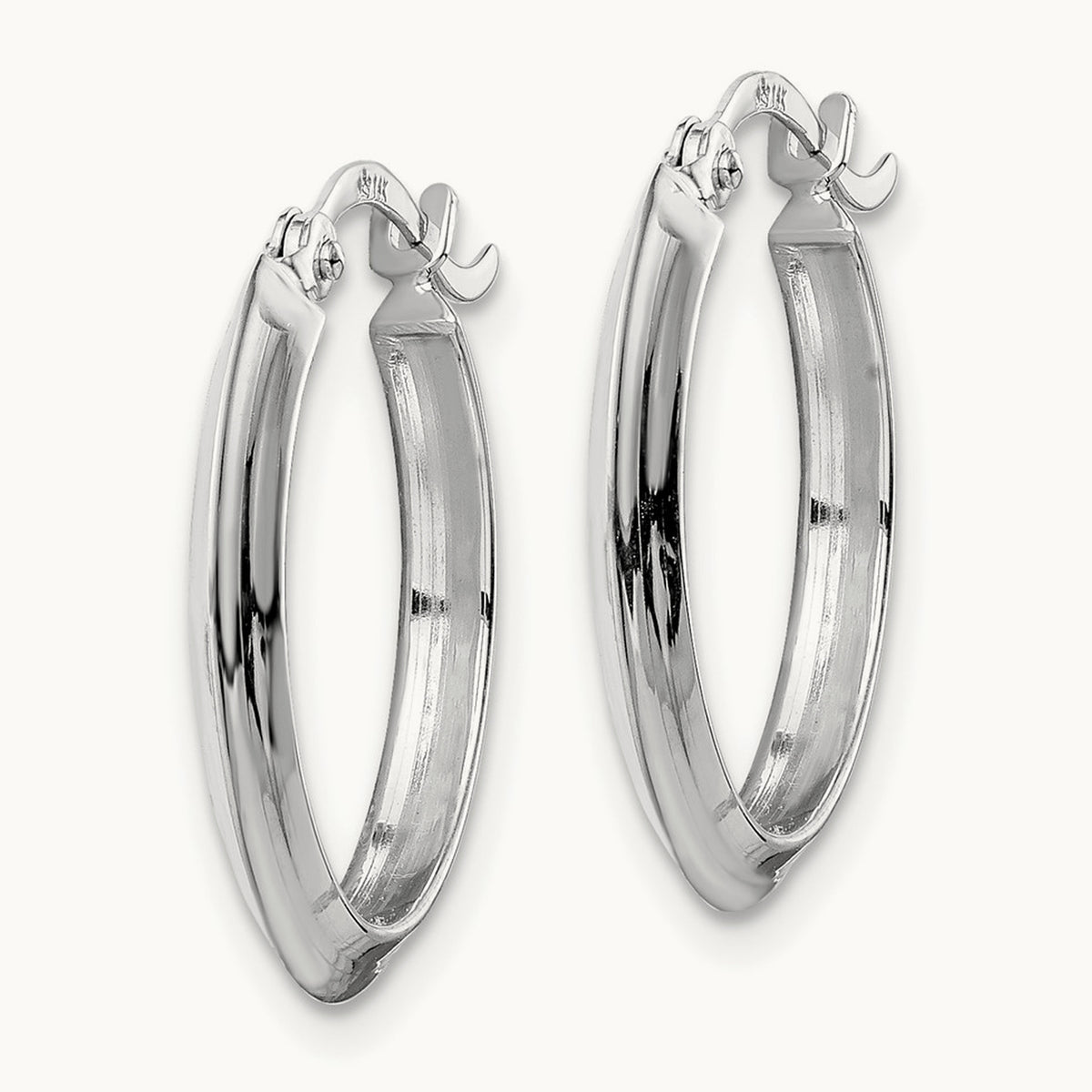Polished Hoop Earrings, 14K White Gold