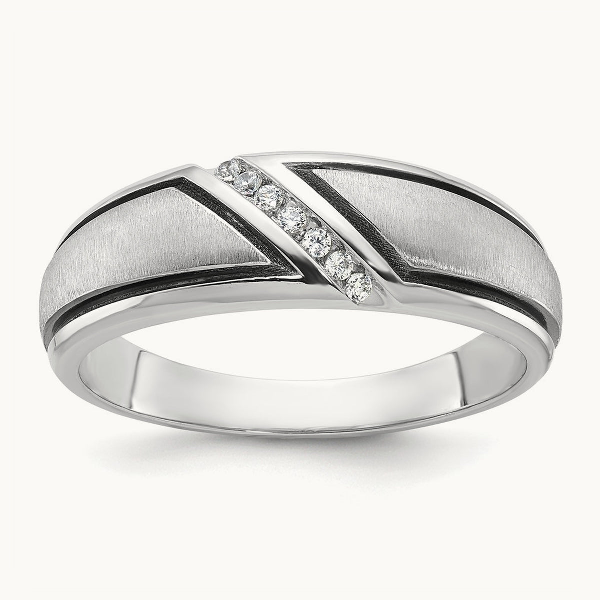 With Black RH Men's Ring, 0.05 ct tw Lab-Grown Diamond