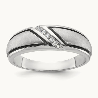 With Black RH Men's Ring, 0.05 ct tw Lab-Grown Diamond