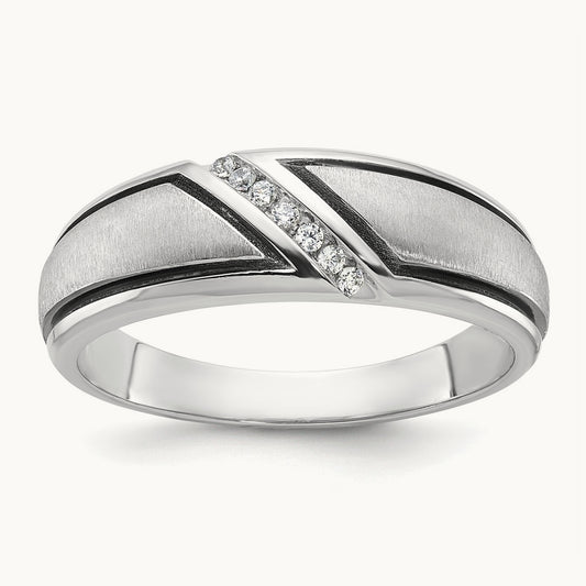 With Black RH Men's Ring, 0.05 ct tw Lab-Grown Diamond