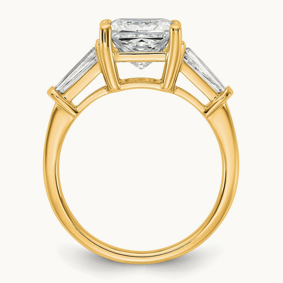 Princess & Baguette Engagement Ring — 14K Yellow Gold, 3 1/5 ct, 7