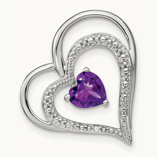 Amethyst and Diamond Heart Chain Slide — photo set