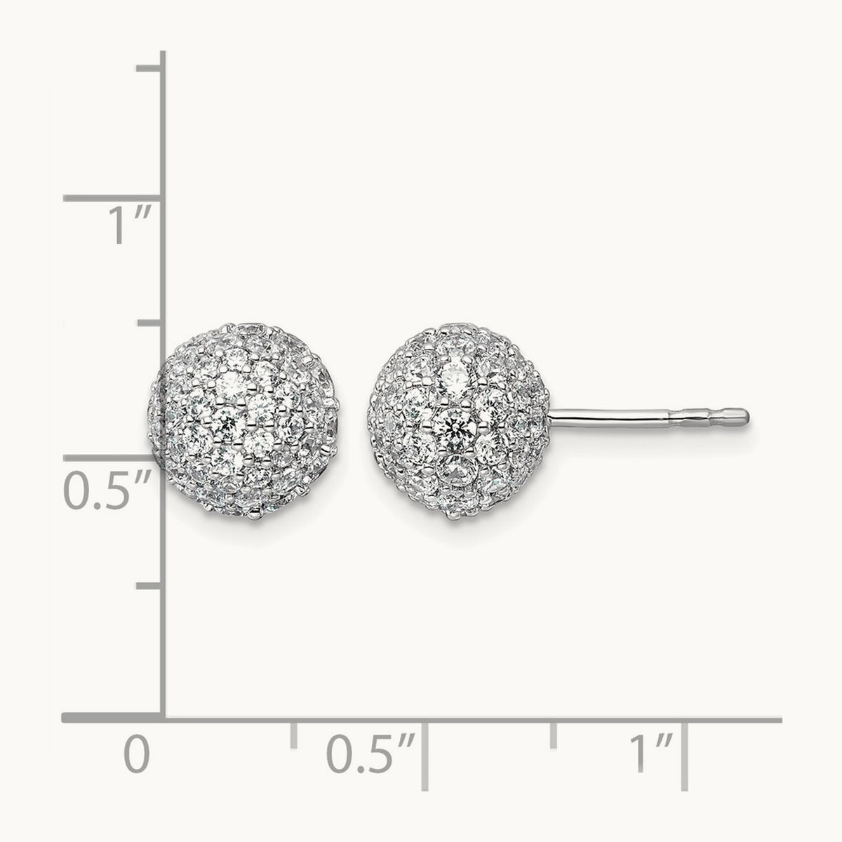 Pave Ball Stud Post Earrings, 2.75-4.25 ct tw Lab-Grown Diamond — 2 3/4 ct, 14K White Gold