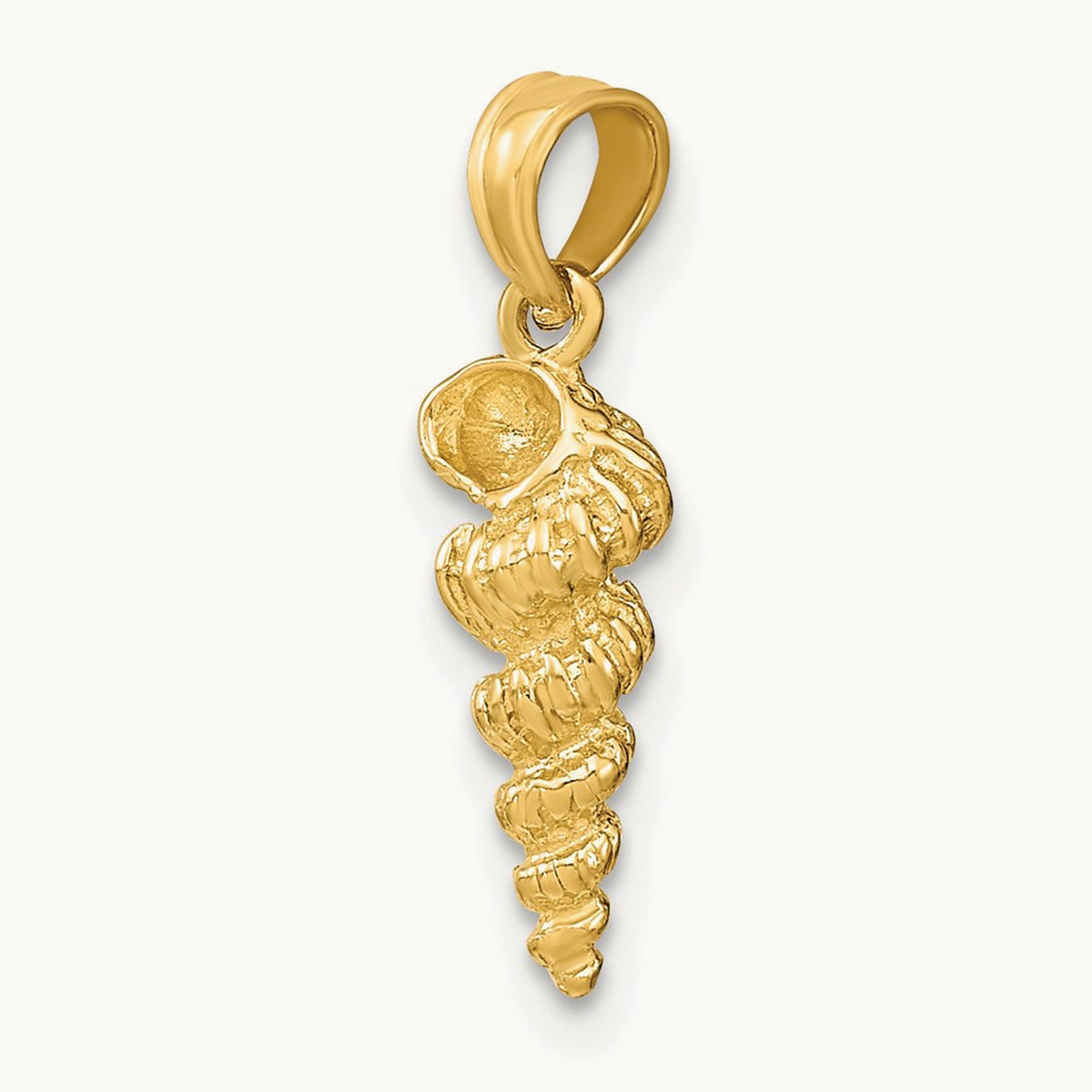 3-D Mini Common Wentletrap Shell Charm, 14K
