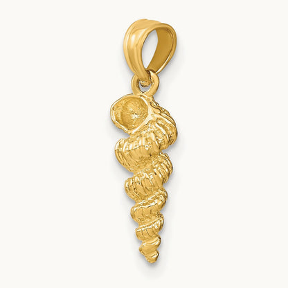 3-D Mini Common Wentletrap Shell Charm, 14K