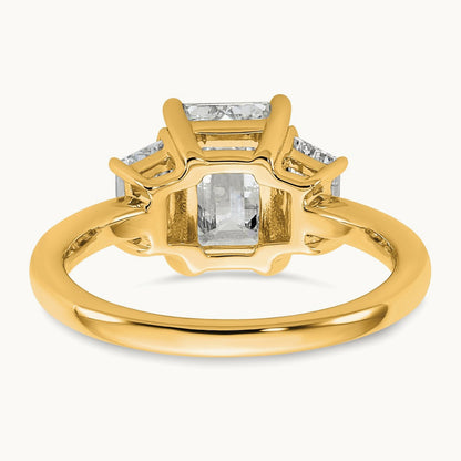 Emerald & Trapezoid Engagement Ring, 1.25-4.00 ct tw Lab-Grown Diamond — 2 3/4 ct, 14K Yellow Gold