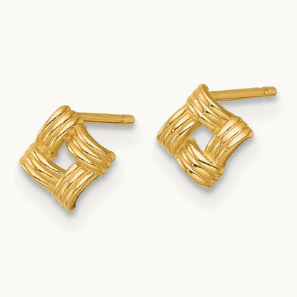 Polished Woven Square Post Earrings, 14K