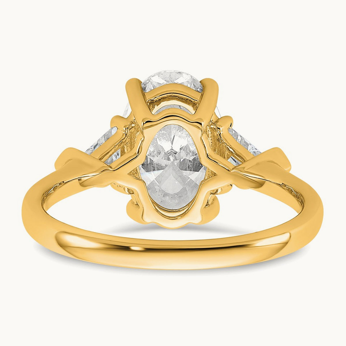 Oval & Trillion 3 Stone Engagement Ring, 1.50-4.00 ct tw Lab-Grown Diamond — 3 1/8 ct, 14K Yellow Gold