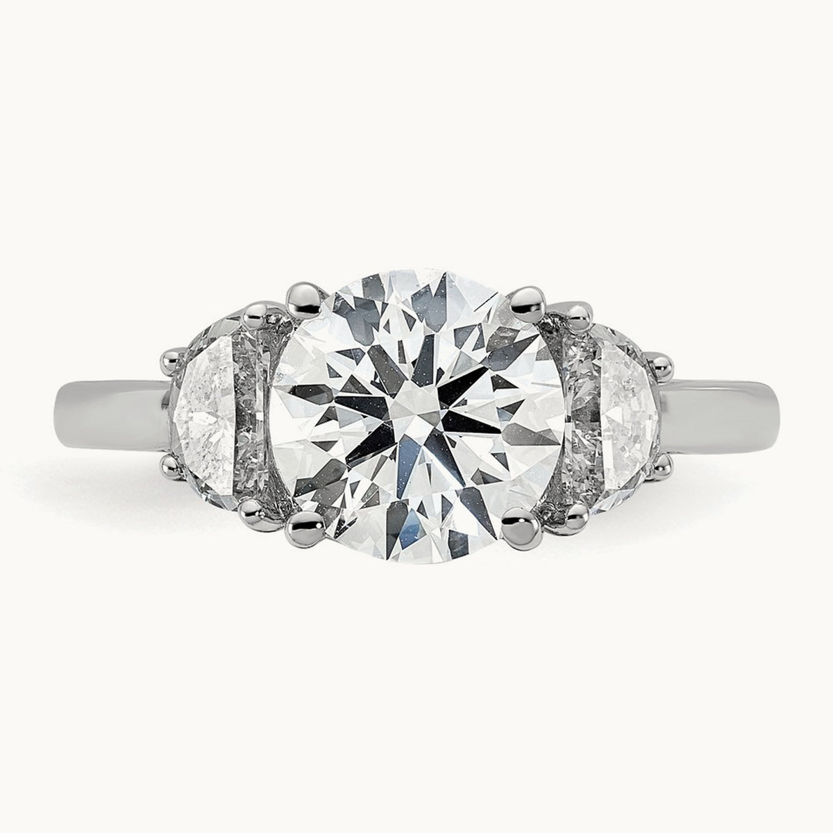 Round 3 Stone Engagement Ring, 1.25-4.00 ct tw Lab-Grown Diamond — 2 1/2 ct, 14K White Gold