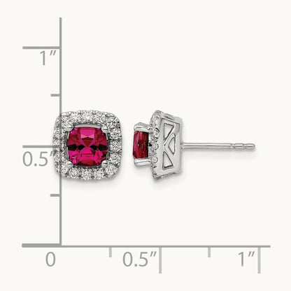 July Birthstone Created Ruby Post Earrings, 0.50 ct tw Lab-Grown Diamond