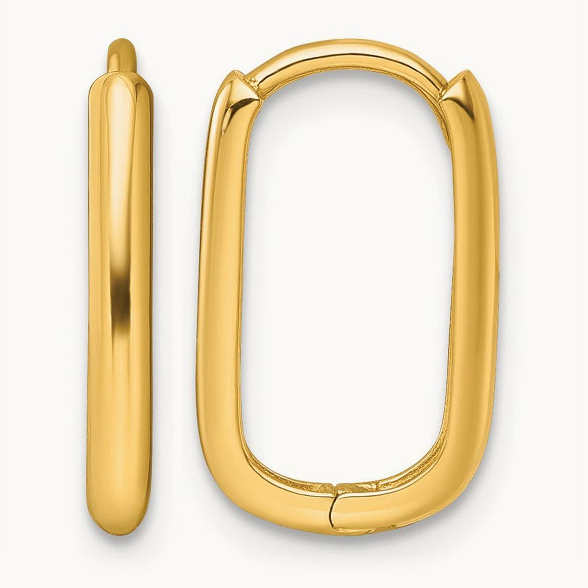 Polished Oval Hinged Hoop Earrings — 14K Yellow Gold, 16.2mm
