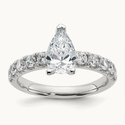 Pear Engagement Ring — 14K White Gold, 1 3/4 ct, 7