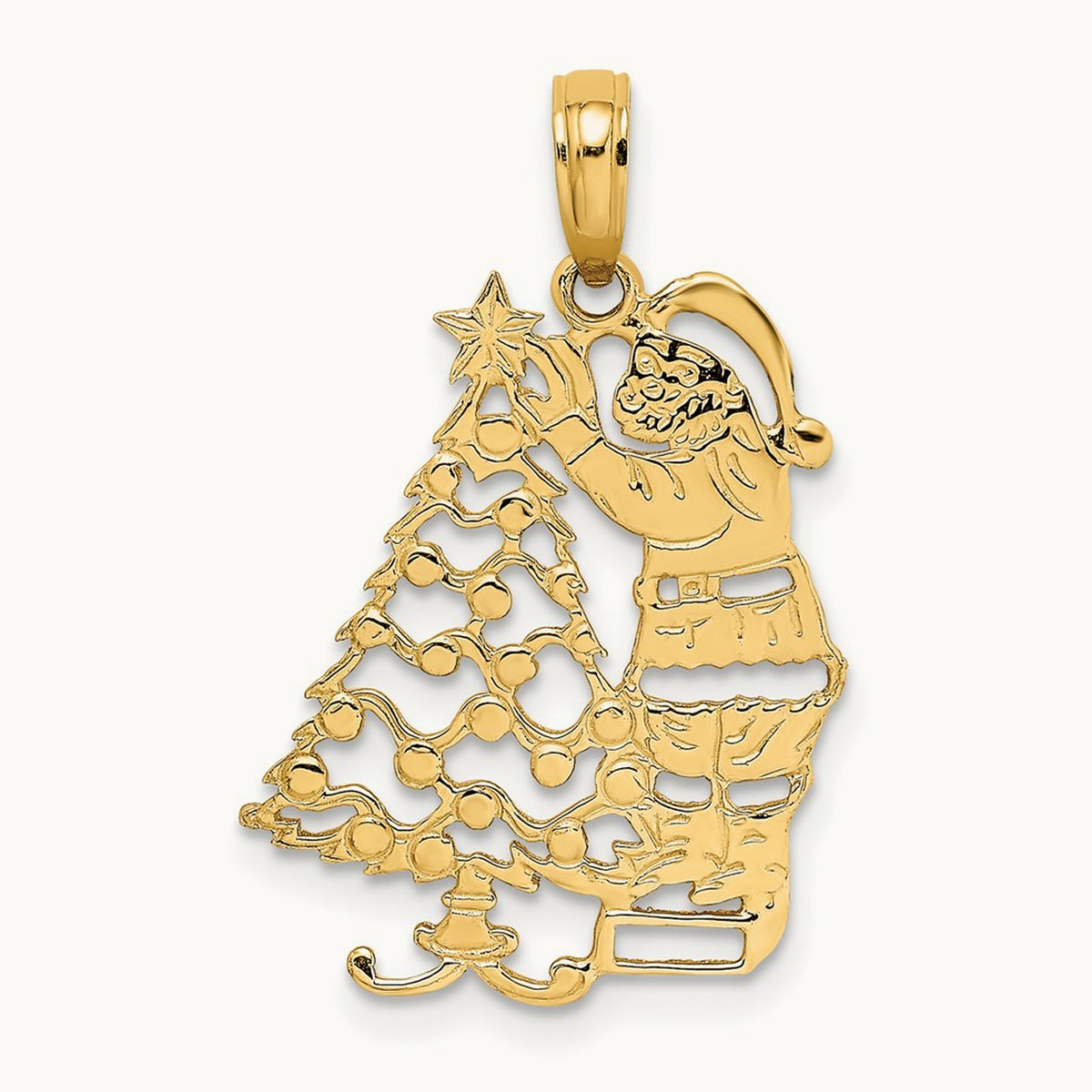 Polished Christmas Tree and Santa Charm, 14K