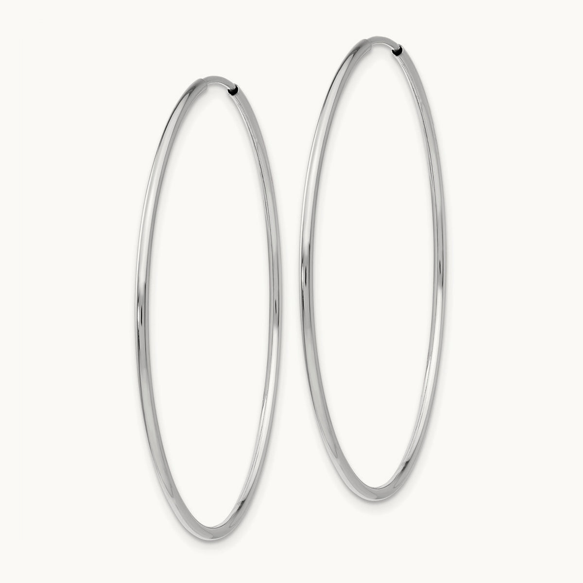 Polished Endless Tube Hoop Earrings, 1.20mm, 14K White Gold