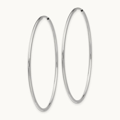 Polished Endless Tube Hoop Earrings, 1.20mm, 14K White Gold
