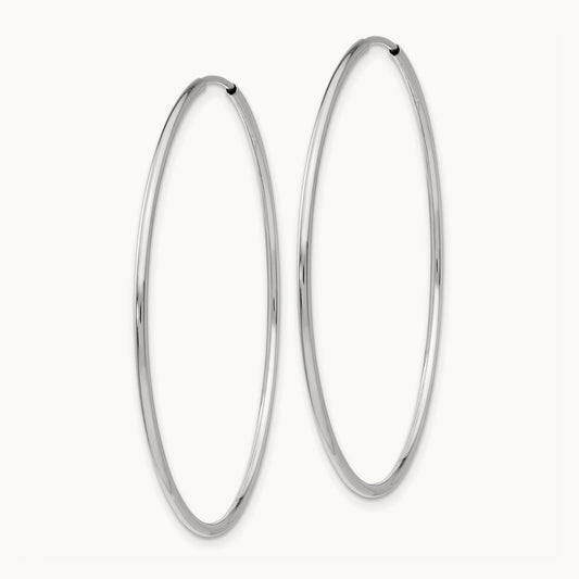 Polished Endless Tube Hoop Earrings, 1.20mm, 14K White Gold