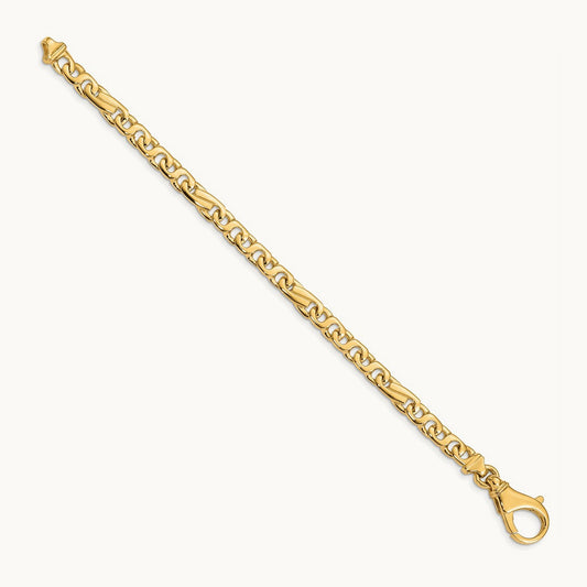Hand Polished Fancy Link Bracelet, 5.8mm, 14K