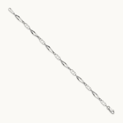 7in Polished Fancy Link Bracelet — 14K White Gold