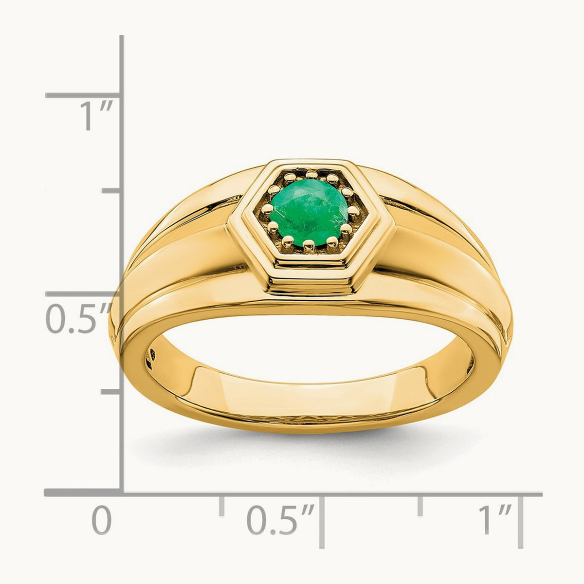 Emerald Mens Ring, 14K