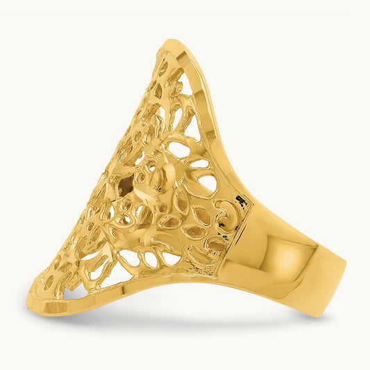 Polished Filigree Ring, 14K
