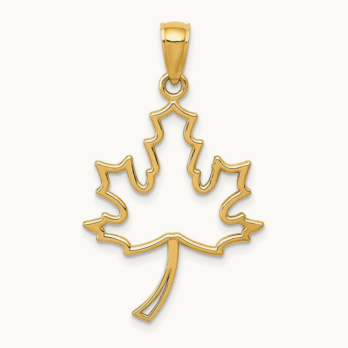 Polished Cut Out Maple Leaf Pendant, 14K