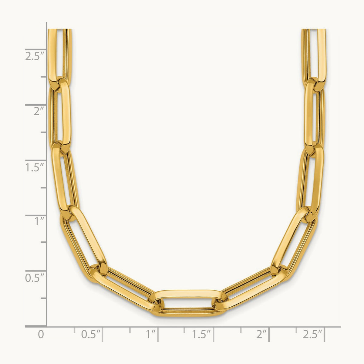 Polished Paperclip Link Chain Necklace, 7mm, 14K