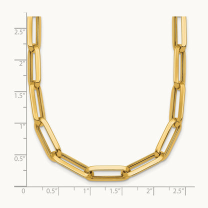 Polished Paperclip Link Chain Necklace, 7mm, 14K