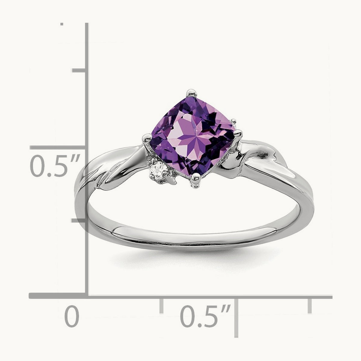 Cushion Amethyst and Diamond Ring, 14K White Gold