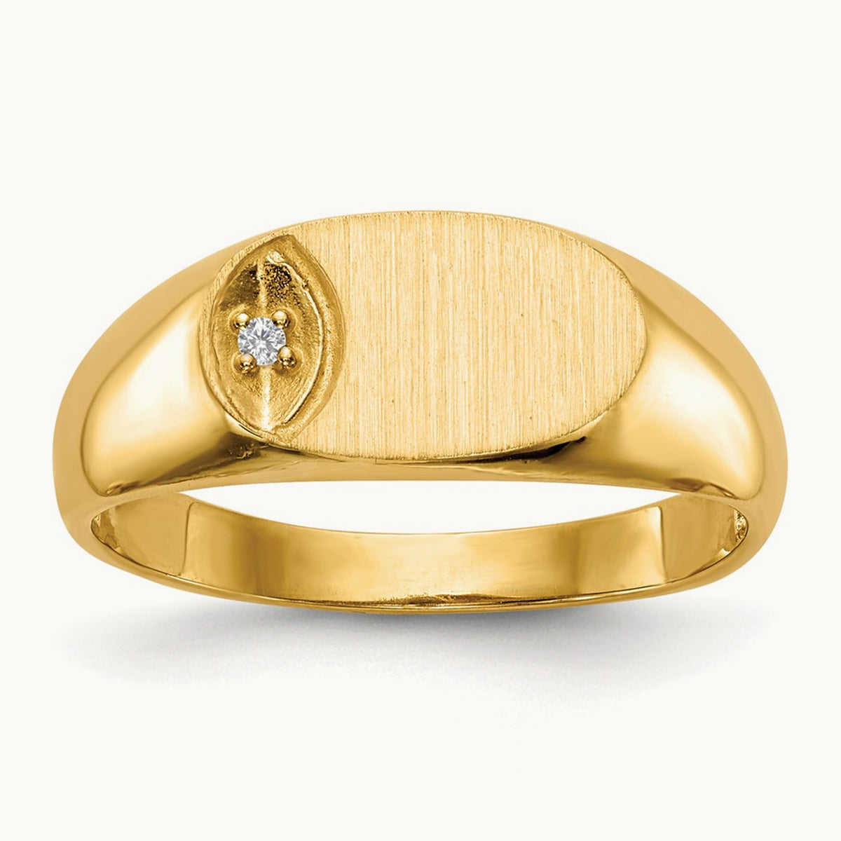 11.0x6. AAA Diamond Open Back Signet Ring, 5mm, 14K
