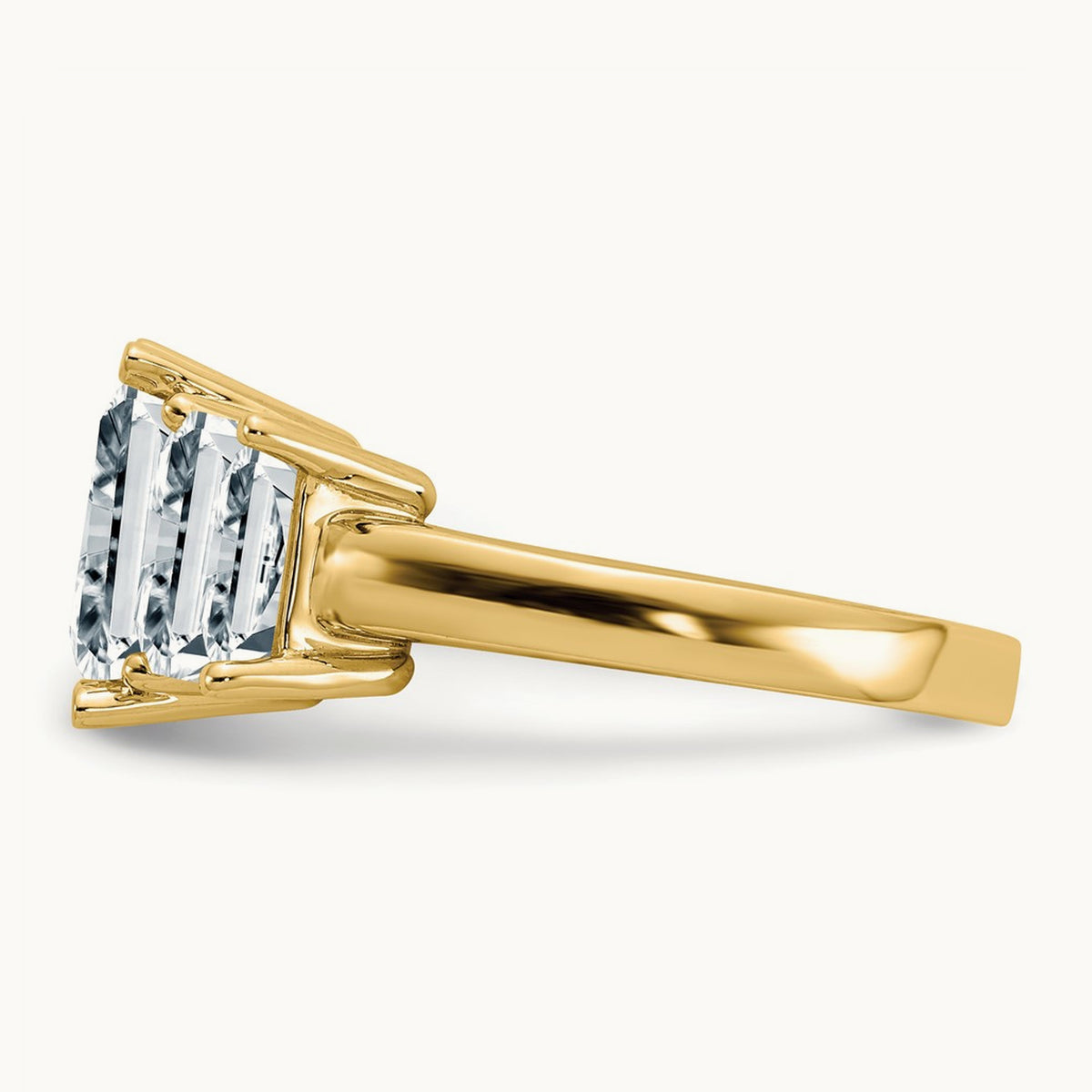 Octagon Radiant 3-Stone Engagement Ring Mounting — 14K Yellow Gold